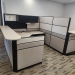 Teknion Tan Cubicle Systems Furniture Reception L-Suite Desk